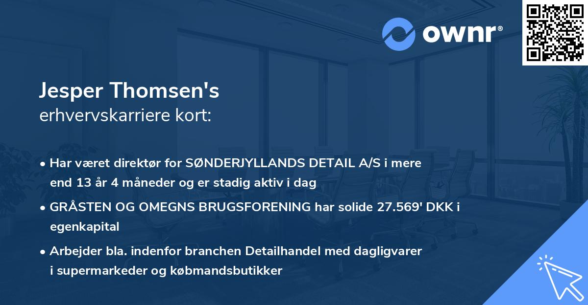 Jesper Thomsen's erhvervskarriere kort
