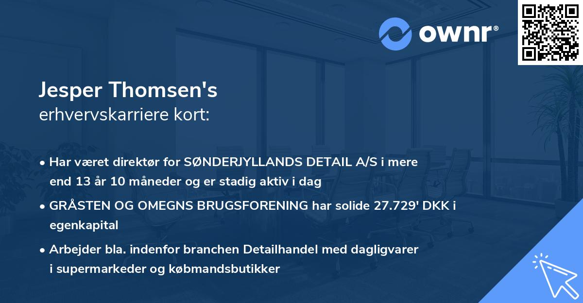 Jesper Thomsen's erhvervskarriere kort