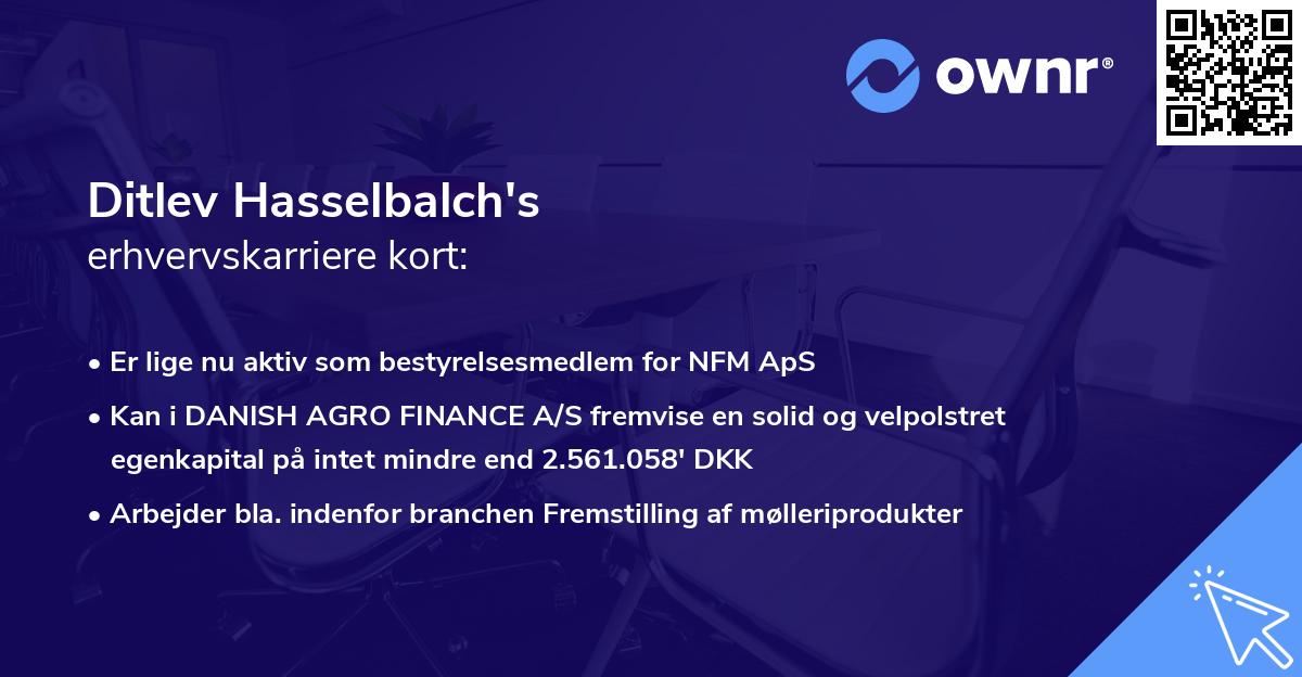 Ditlev Hasselbalch's erhvervskarriere kort