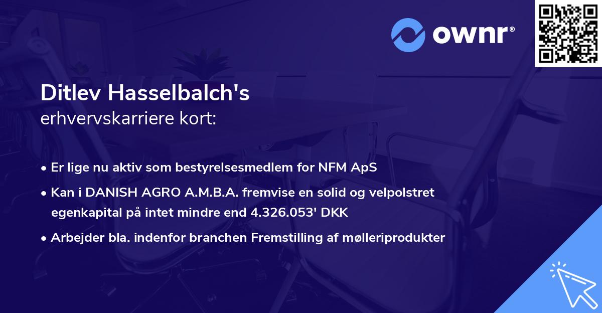 Ditlev Hasselbalch's erhvervskarriere kort