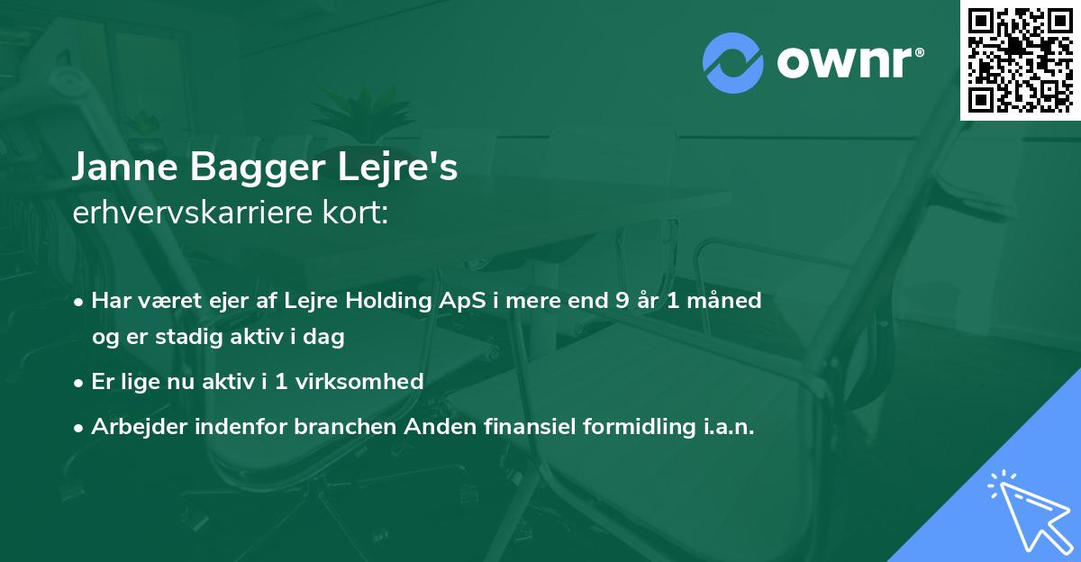 Janne Bagger Lejre's erhvervskarriere kort