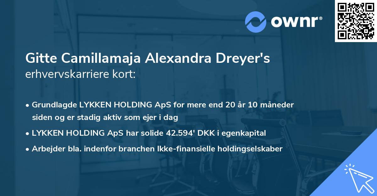 Gitte Camillamaja Alexandra Dreyer's erhvervskarriere kort