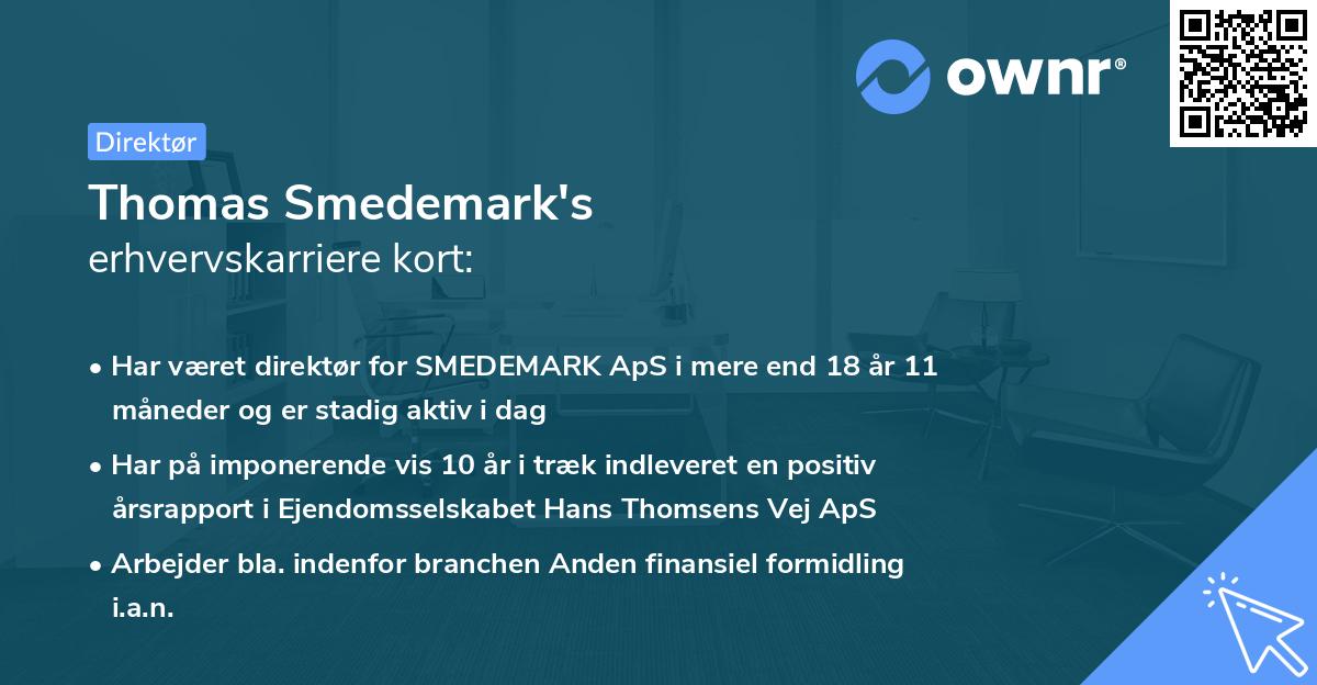 Thomas Smedemark's erhvervskarriere kort