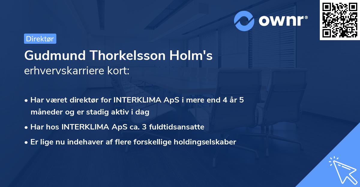 Gudmund Thorkelsson Holm's erhvervskarriere kort