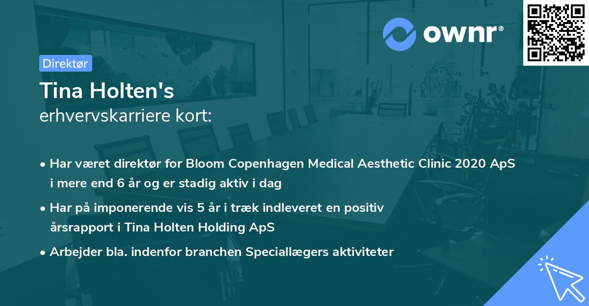 Tina Holten's erhvervskarriere kort