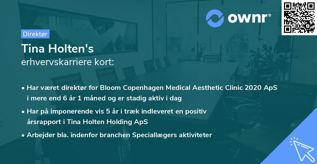 Tina Holten's erhvervskarriere kort