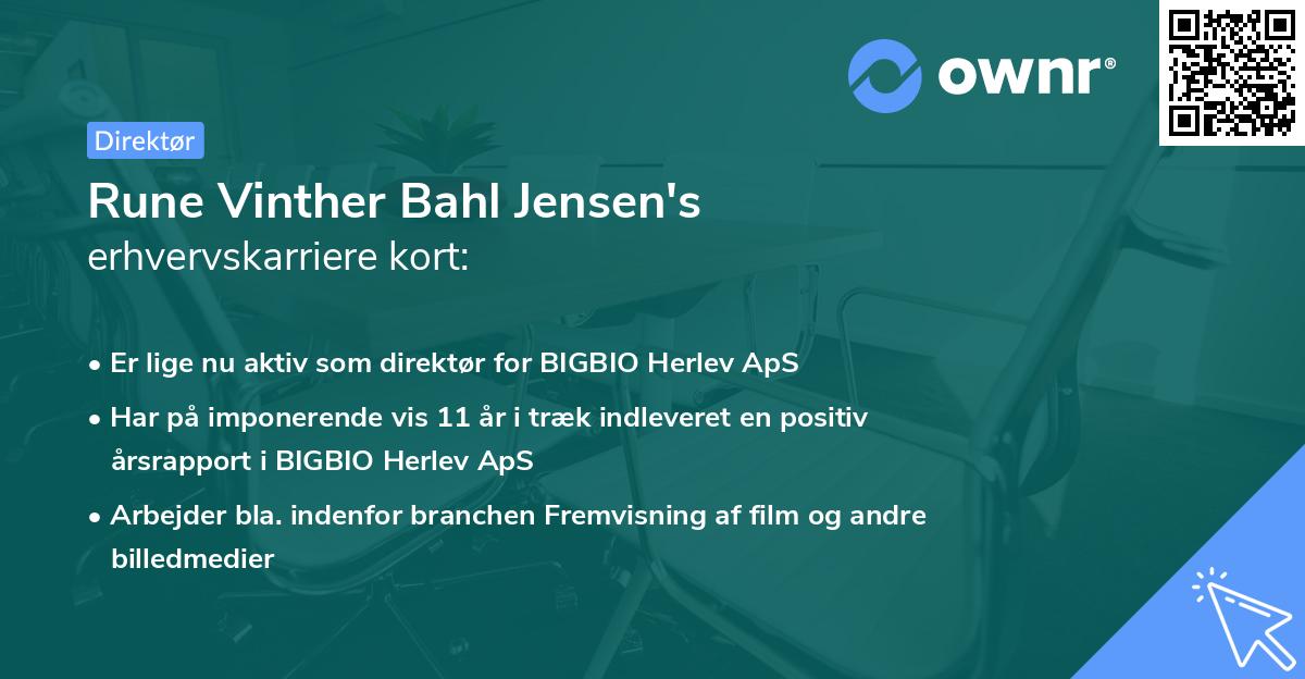 Rune Vinther Bahl Jensen's erhvervskarriere kort