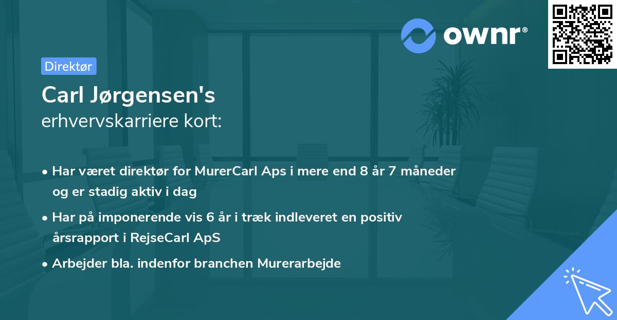 Carl Jørgensen's erhvervskarriere kort