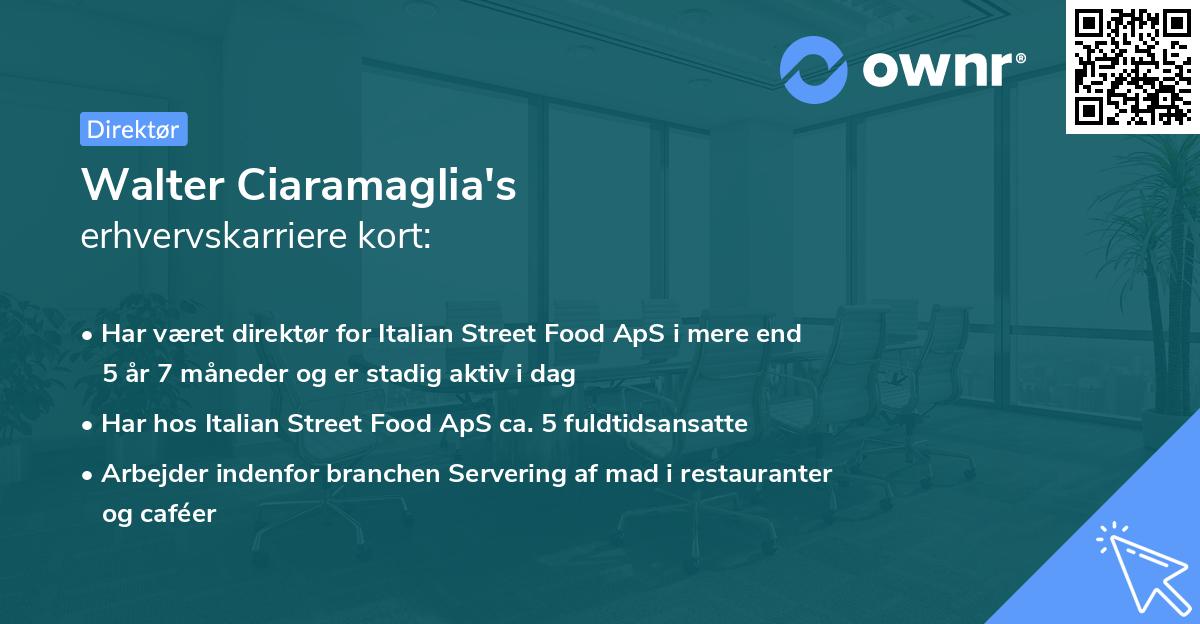 Walter Ciaramaglia's erhvervskarriere kort