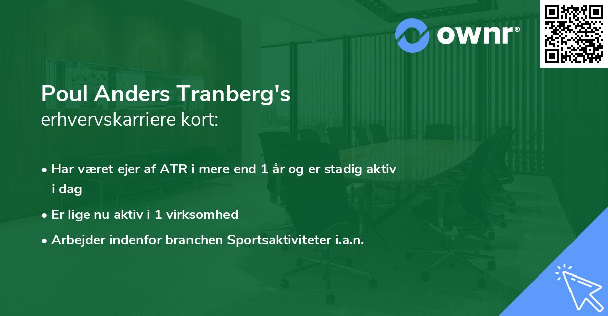 Poul Anders Tranberg's erhvervskarriere kort