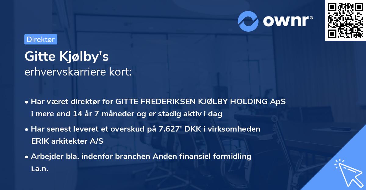 Gitte Kjølby's erhvervskarriere kort