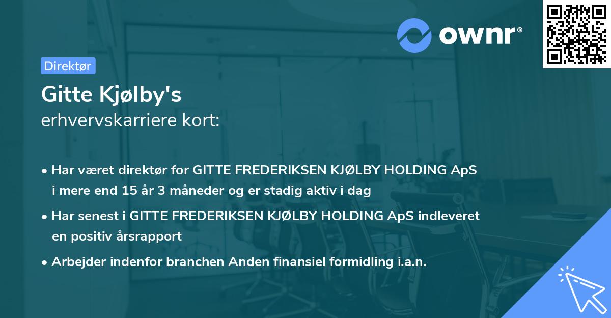 Gitte Kjølby's erhvervskarriere kort