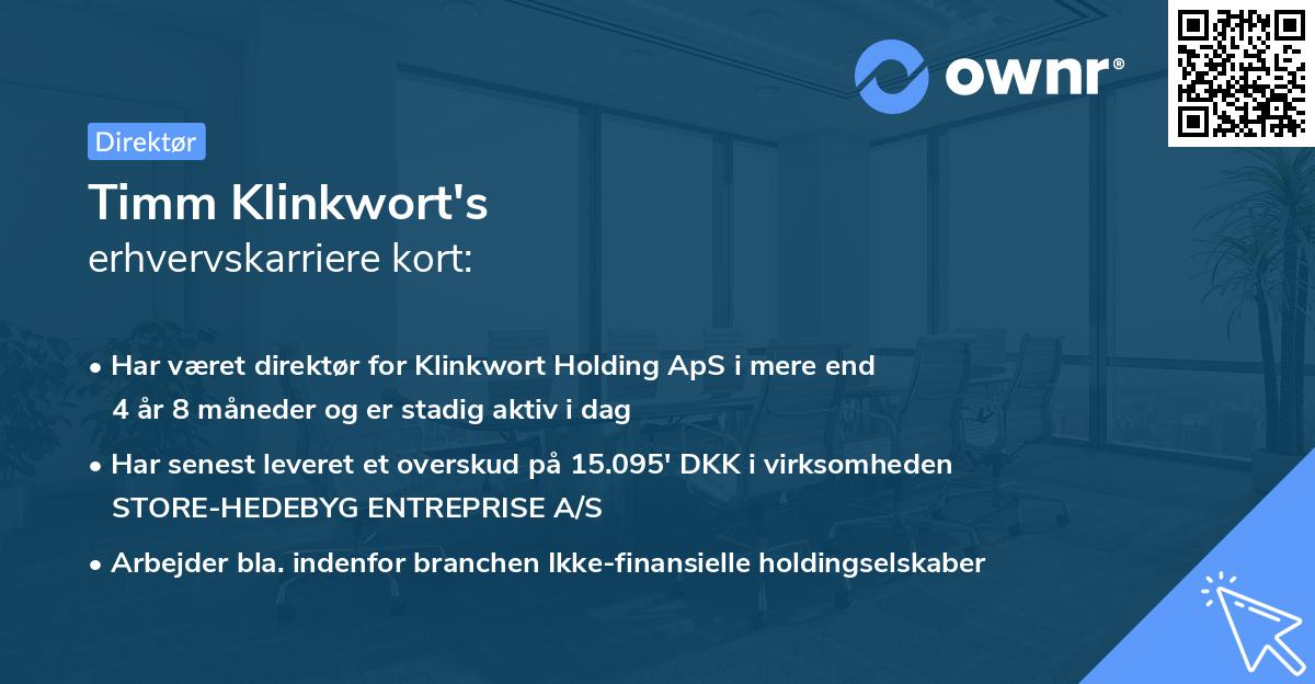Timm Klinkwort's erhvervskarriere kort
