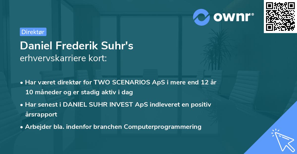 Daniel Frederik Suhr's erhvervskarriere kort