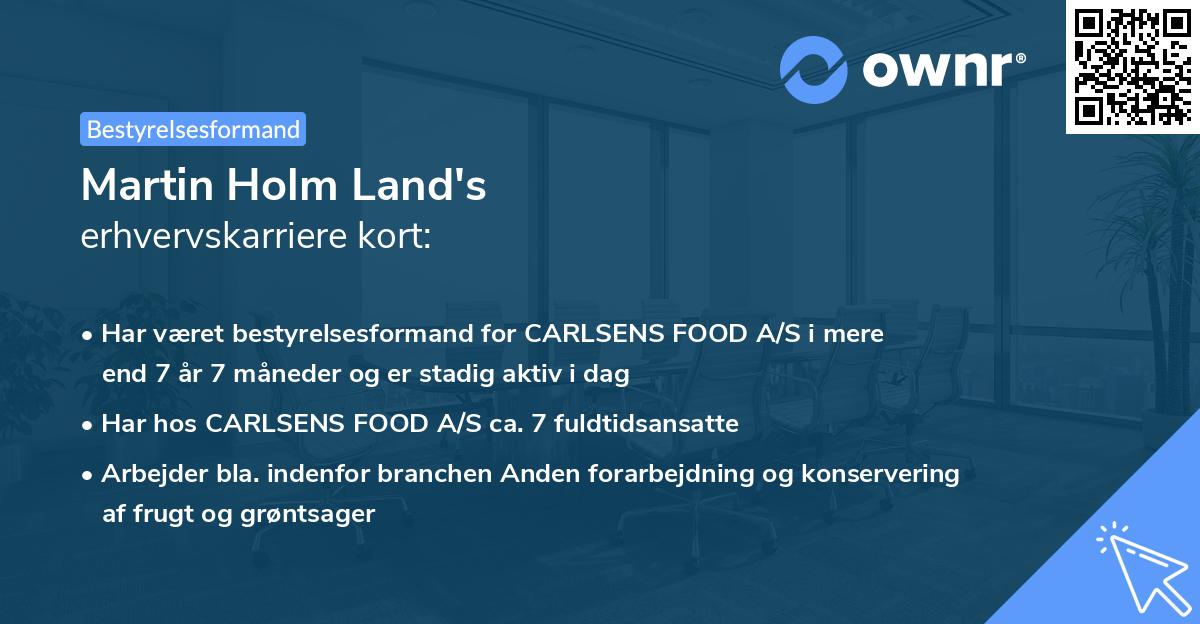 Martin Holm Land's erhvervskarriere kort