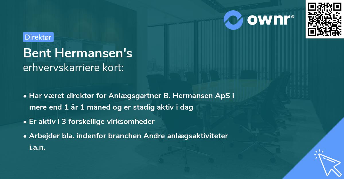 Bent Hermansen's erhvervskarriere kort
