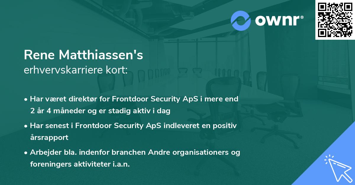 Rene Matthiassen's erhvervskarriere kort
