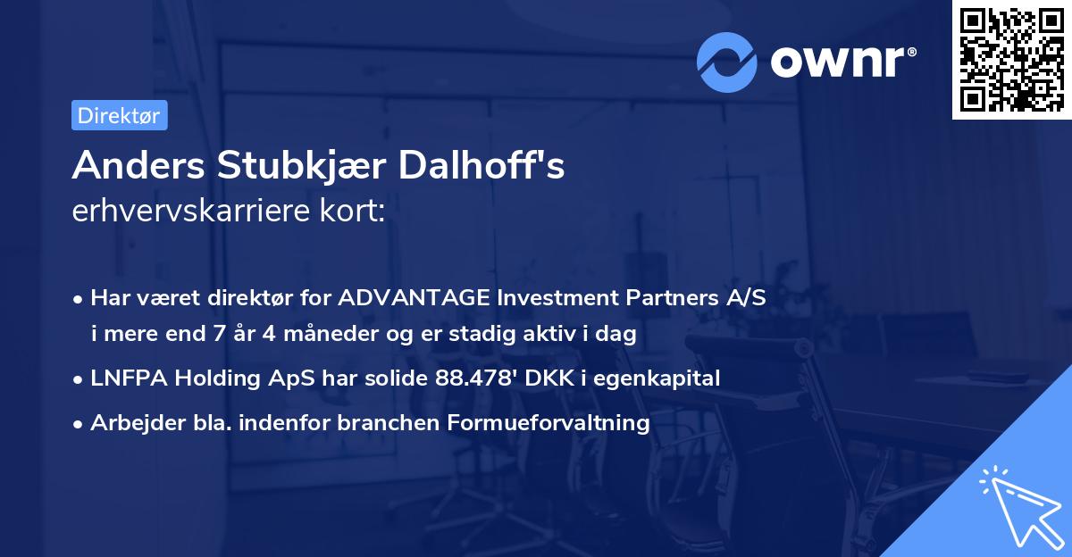 Anders Stubkjær Dalhoff's erhvervskarriere kort