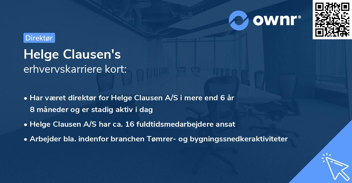 Helge Clausen's erhvervskarriere kort
