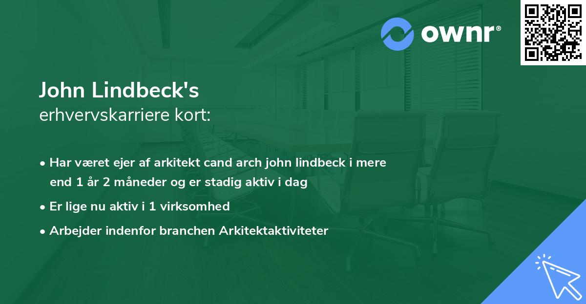 John Lindbeck's erhvervskarriere kort