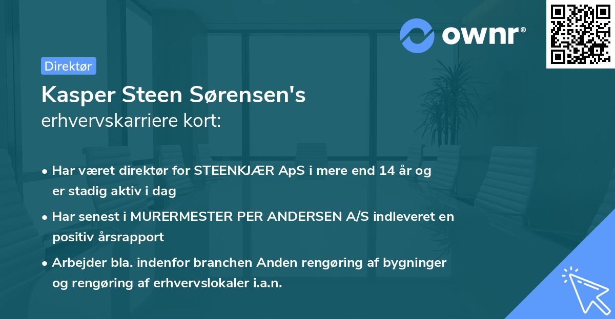 Kasper Steen Sørensen's erhvervskarriere kort