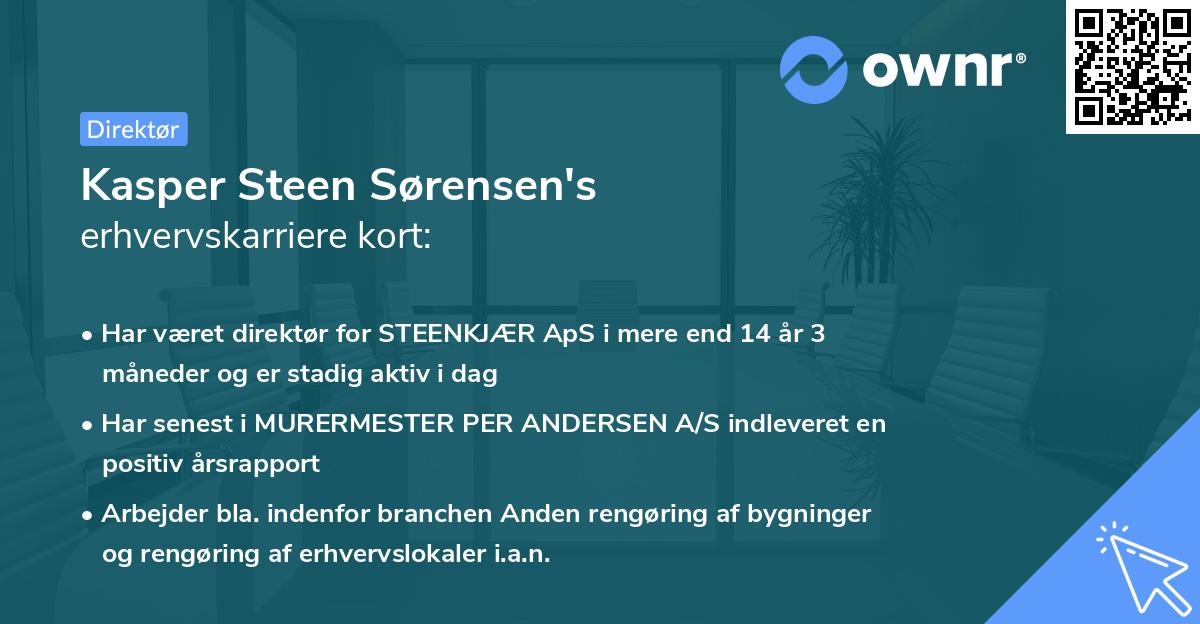Kasper Steen Sørensen's erhvervskarriere kort