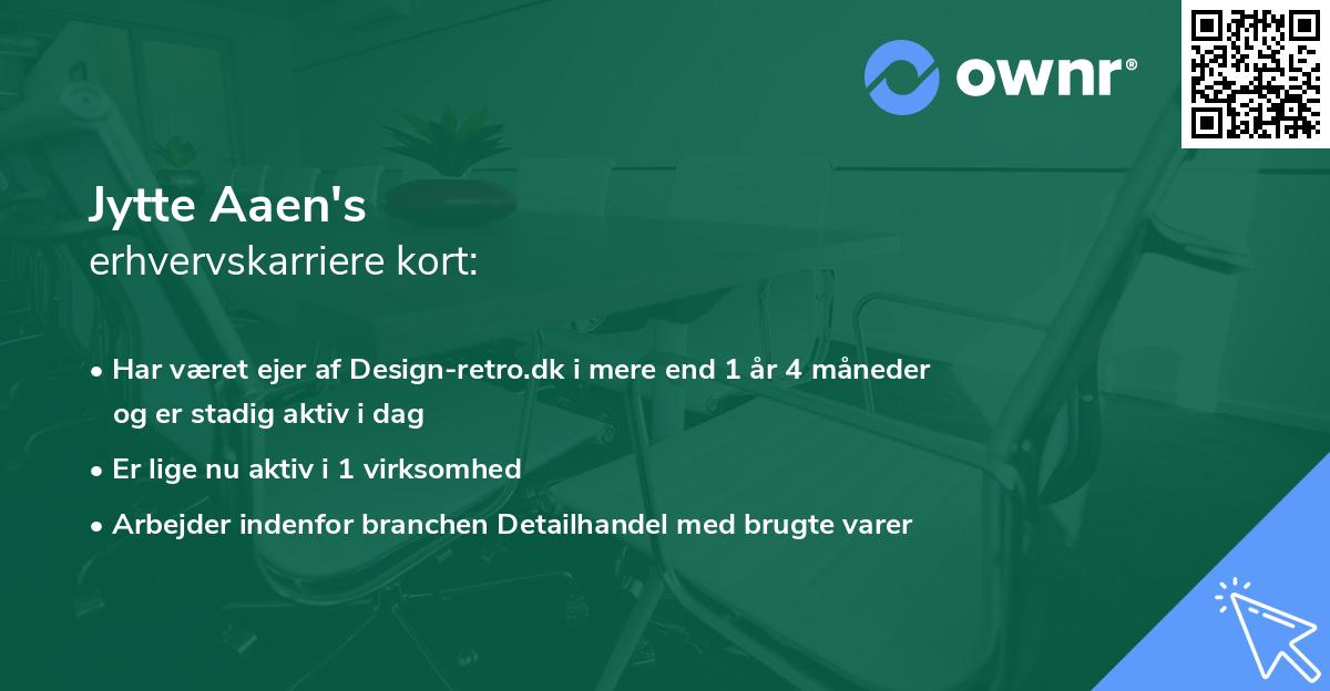 Jytte Aaen's erhvervskarriere kort