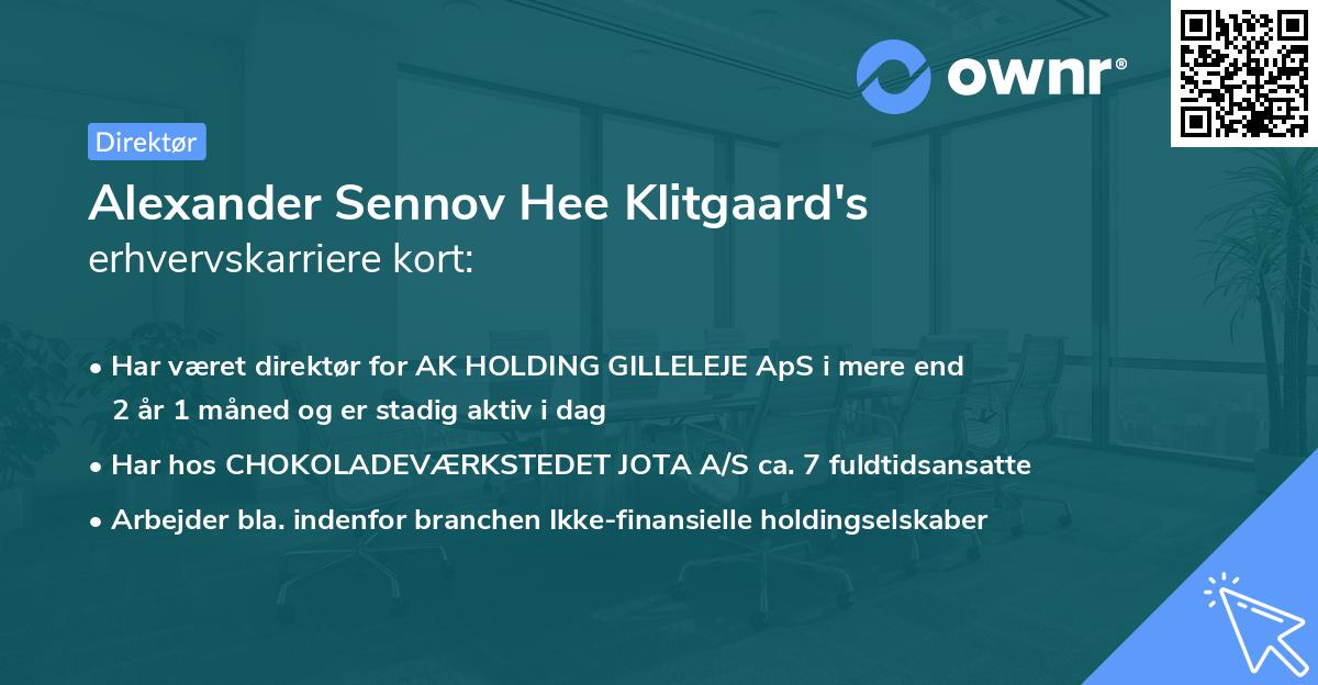 Alexander Sennov Hee Klitgaard's erhvervskarriere kort