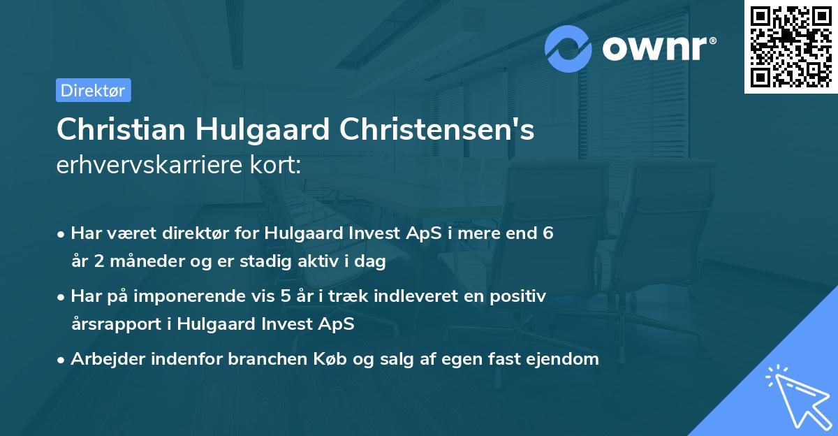 Christian Hulgaard Christensen's erhvervskarriere kort