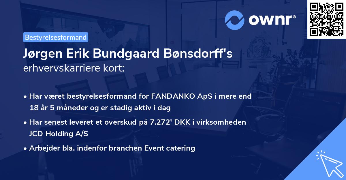 Jørgen Erik Bundgaard Bønsdorff's erhvervskarriere kort