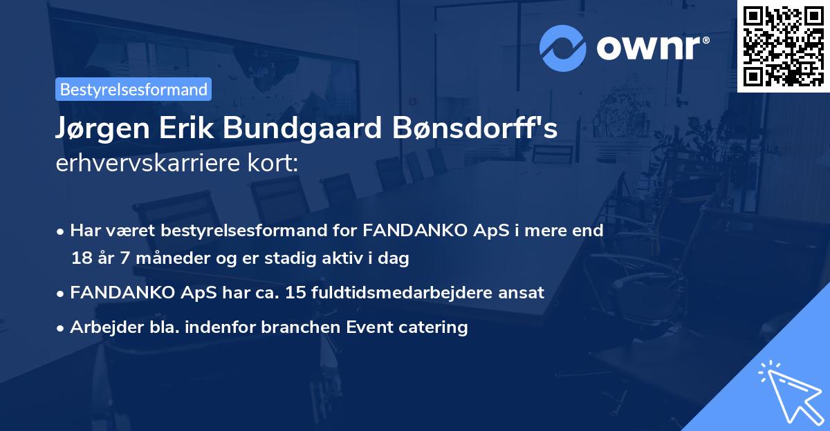 Jørgen Erik Bundgaard Bønsdorff's erhvervskarriere kort