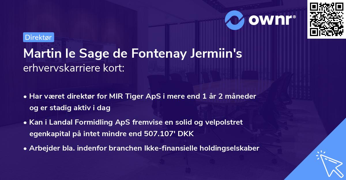 Martin le Sage de Fontenay Jermiin's erhvervskarriere kort