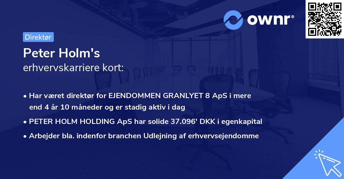Peter Holm's erhvervskarriere kort