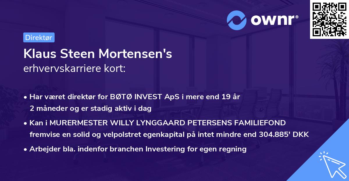 Klaus Steen Mortensen's erhvervskarriere kort