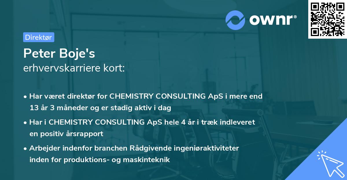 Peter Boje's erhvervskarriere kort