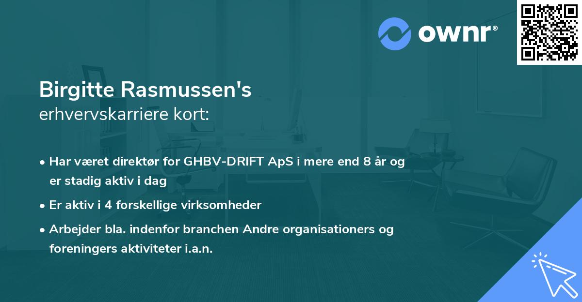 Birgitte Rasmussen's erhvervskarriere kort