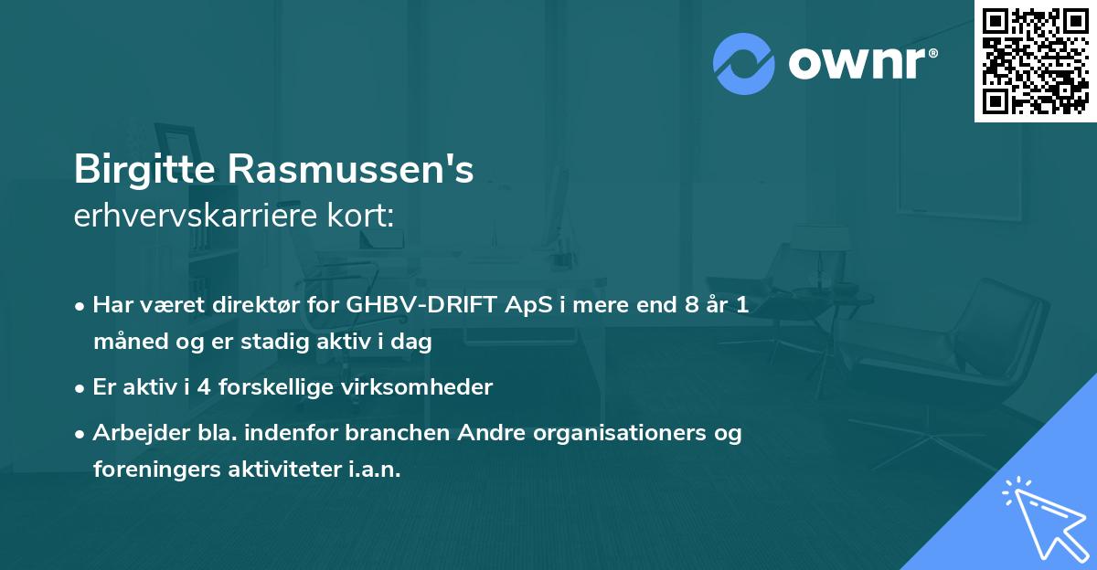 Birgitte Rasmussen's erhvervskarriere kort