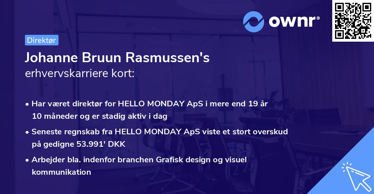 Johanne Bruun Rasmussen's erhvervskarriere kort