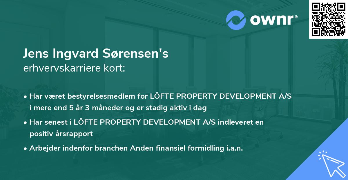Jens Ingvard Sørensen's erhvervskarriere kort