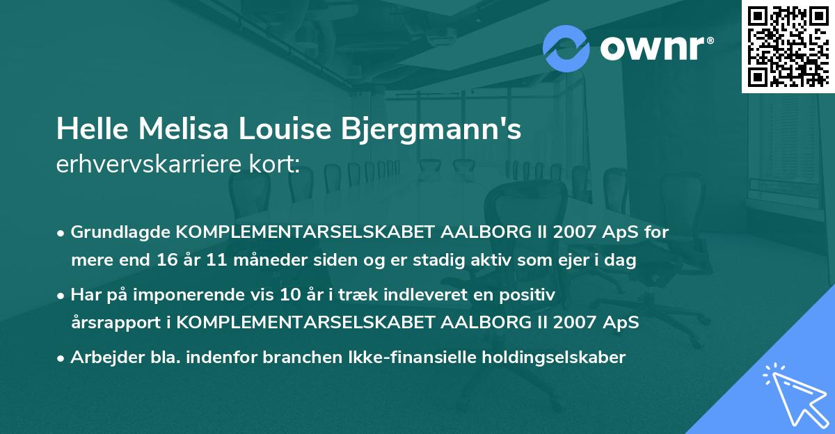 Helle Melisa Louise Bjergmann's erhvervskarriere kort