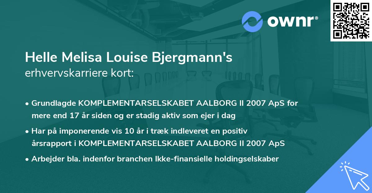 Helle Melisa Louise Bjergmann's erhvervskarriere kort