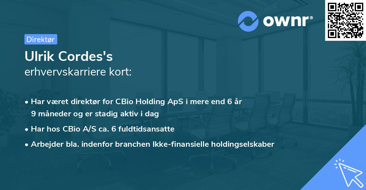 Ulrik Cordes's erhvervskarriere kort