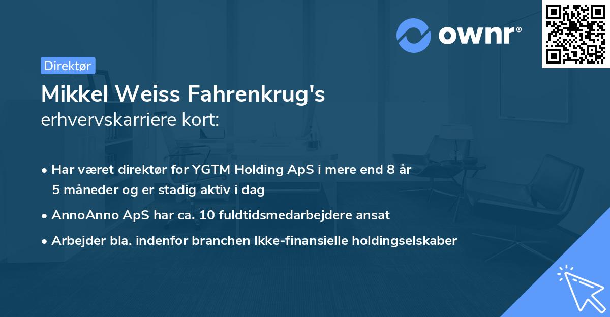 Mikkel Weiss Fahrenkrug's erhvervskarriere kort