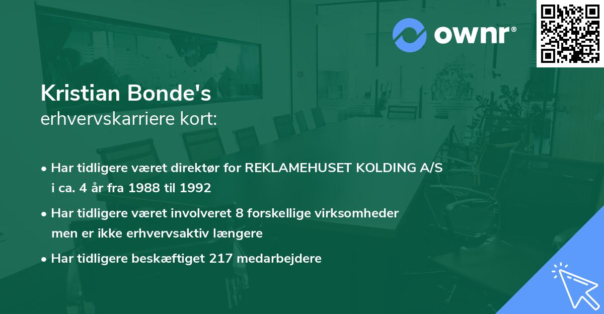 Kristian Bonde's erhvervskarriere kort