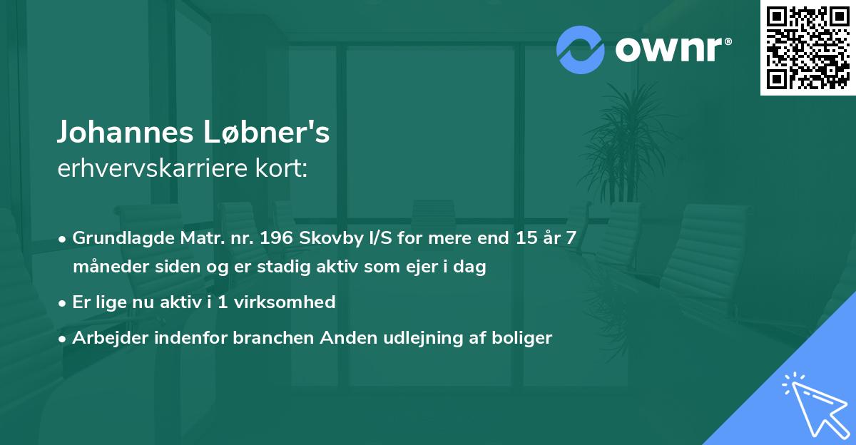 Johannes Løbner's erhvervskarriere kort