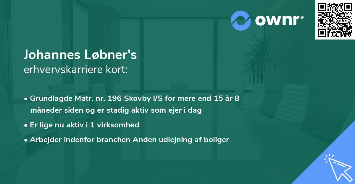 Johannes Løbner's erhvervskarriere kort