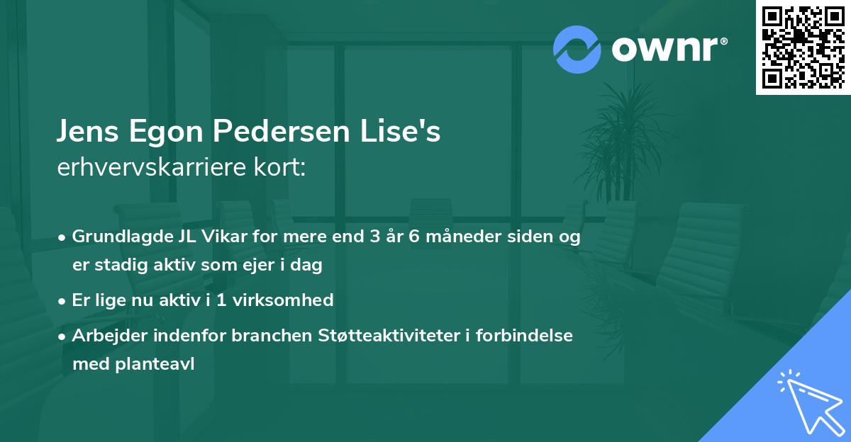 Jens Egon Pedersen Lise's erhvervskarriere kort