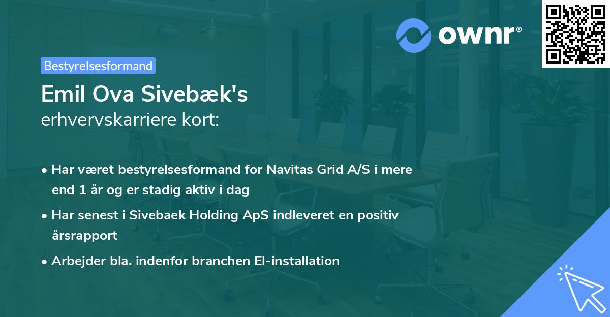 Emil Ova Sivebæk's erhvervskarriere kort