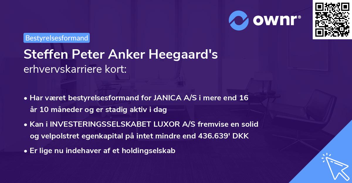 Steffen Peter Anker Heegaard's erhvervskarriere kort