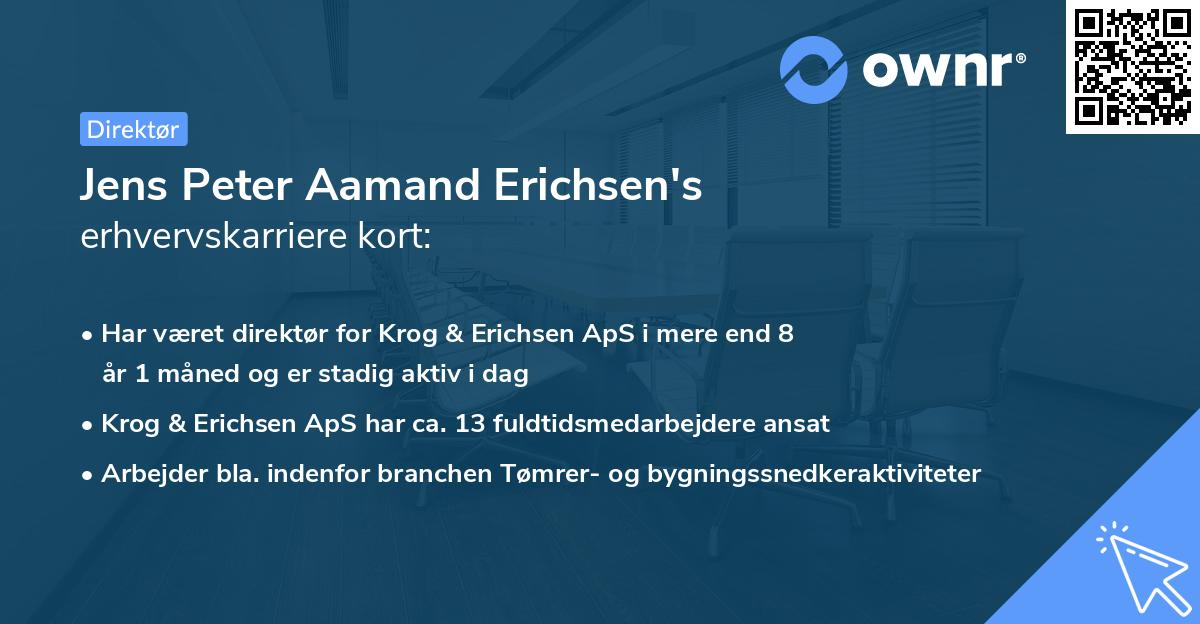 Jens Peter Aamand Erichsen's erhvervskarriere kort